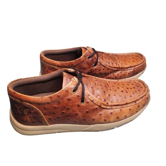 Roper Men\'s Ostrich Print Leather Clearcut Low Casual Shoes Moc Toe 10.5 EE. main image 9